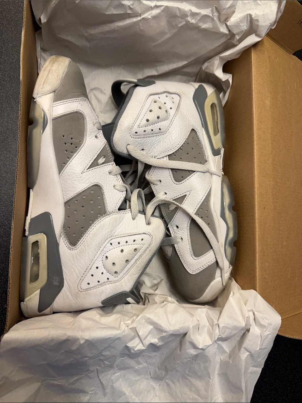 Jordan Kids White and Gray Leather Sneakers